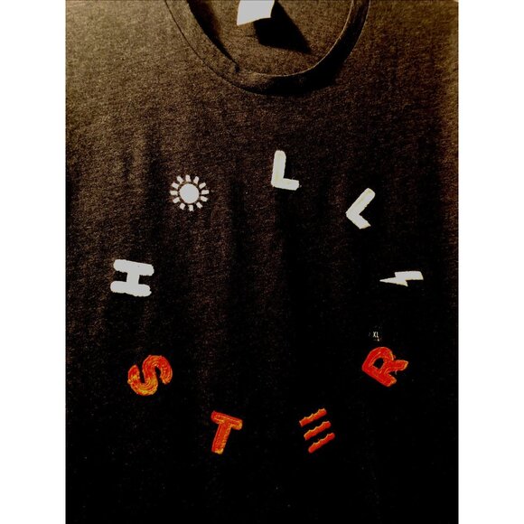 Hollister Mens Graphic Tee Shirt X-Large Soft Cotton Blend Charcoal Gray Casual - Picture 3 of 7
